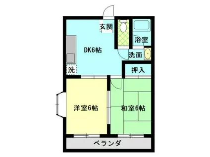 ハイツ坂(2DK/2階)の間取り写真