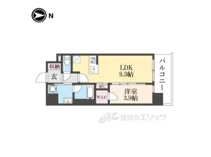 ゼフィランサス西大路(1LDK/4階)の間取り写真