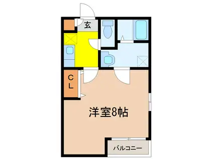 クレフラスト長町1丁目駅前(1K/2階)の間取り写真