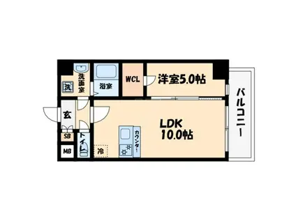 プレサンス大国町ラヴェニール(1LDK/3階)の間取り写真