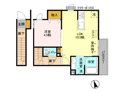フェリーチェ奏の杜(1LDK/2階)の間取り写真