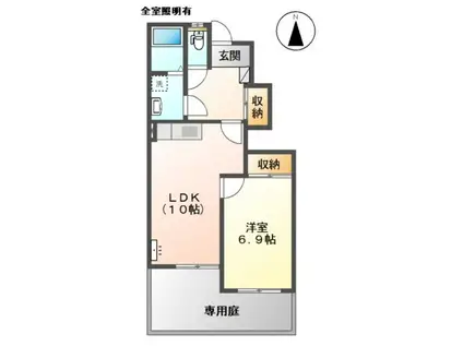 ハイツ樹々I(1LDK/1階)の間取り写真