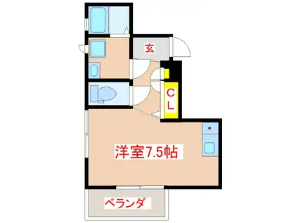 ドミトリーTOSO(ワンルーム/2階)の間取り写真