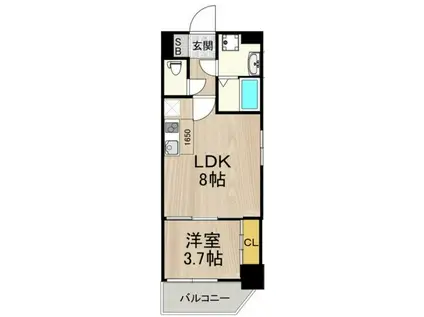 フロンティアタワー九条I(1DK/2階)の間取り写真