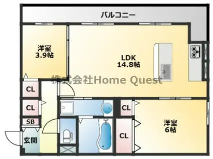 D-ROOM太子堂北(2LDK/1階)の間取り写真