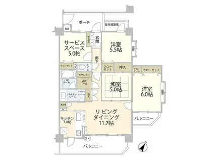 日神パレステージ西千葉(3SLDK/3階)の間取り写真