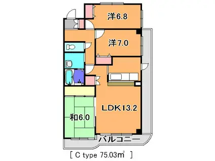 アイングレース八千代(3LDK/6階)の間取り写真