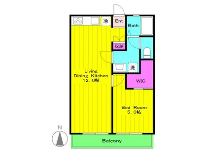 シティハイム上の台(1LDK/2階)の間取り写真