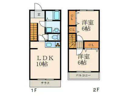 グレイコート片野(2LDK/1階)の間取り写真