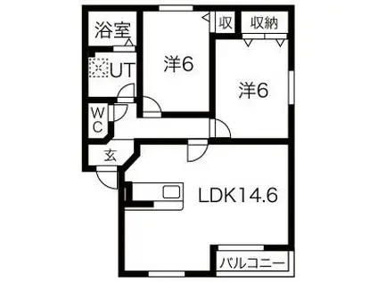 パークメゾン曽根II(2LDK/2階)の間取り写真