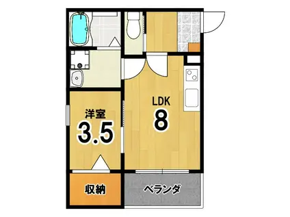 アイメゾン京都洛苑(1LDK/3階)の間取り写真