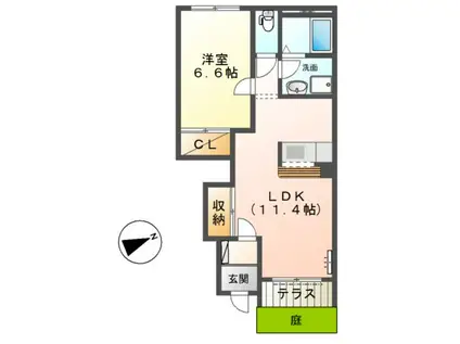 エルシャトーIII(1LDK/1階)の間取り写真