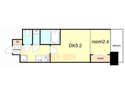 GENOVIA神戸新開地駅前(1DK/5階)の間取り写真