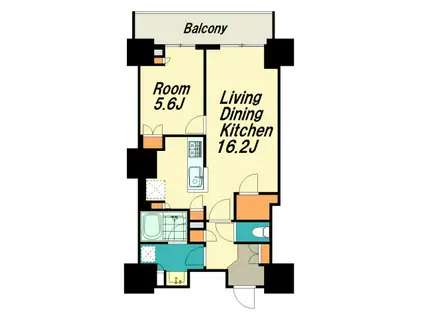 グランクロスタワー広島 アイコート(1LDK/8階)の間取り写真