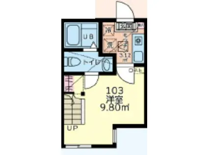 シティハイツ三田(1K/1階)の間取り写真