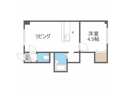 ラオーレYO(1LDK/4階)の間取り写真