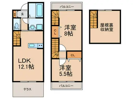 グレイス高三潴(2LDK/1階)の間取り写真