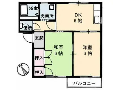 コーポアルジャ(2DK/2階)の間取り写真