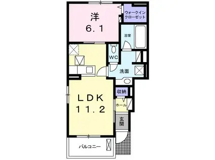 アップ フィールド タウンA(1LDK/1階)の間取り写真