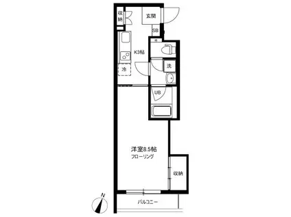 プレシオ(1K/1階)の間取り写真