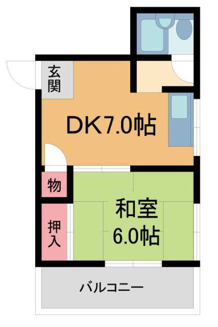 シャルム風見鶏(1DK/1階)の間取り写真
