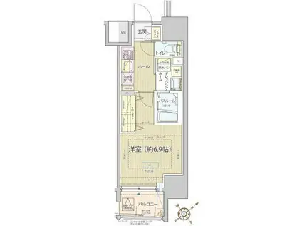 レビスタ白金高輪(1K/6階)の間取り写真