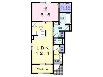 アザレアM・III(1LDK/1階)の間取り写真