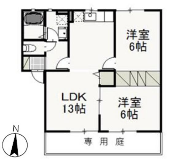 ベリーオーライ (2LDK/1階)の間取り写真