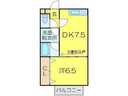 コンフォートIII(1DK/1階)の間取り写真