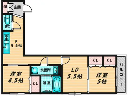 ルクレール大蓮II(2LDK/2階)の間取り写真