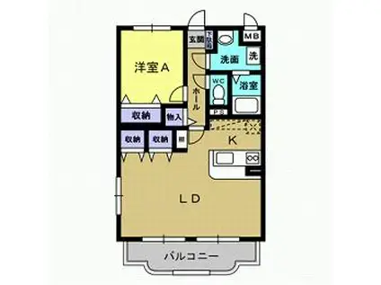 林マンションF(1LDK/3階)の間取り写真