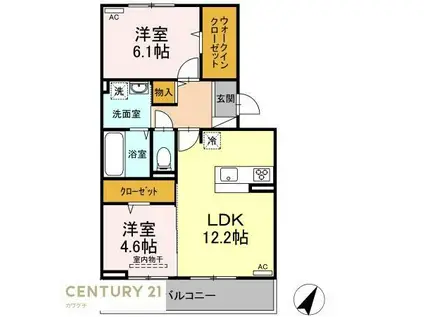 カーサ・ドマーニ A棟(2LDK/3階)の間取り写真