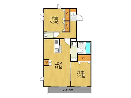 MAISON BELLE(2LDK/1階)の間取り写真