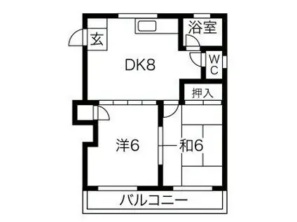 第13ジュリヤン(2DK/4階)の間取り写真