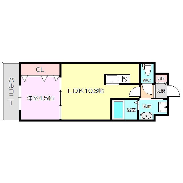 セノアタワー新大阪(1LDK/3階)の間取り写真