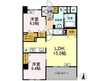 アイ ハウス(2LDK/4階)の間取り写真