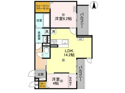 D-ROOM八尾市太子堂2丁目PJ(2LDK/2階)の間取り写真