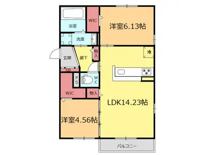 エーデル自由丘3(2LDK/2階)の間取り写真