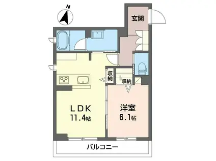 リシャール(1LDK/1階)の間取り写真