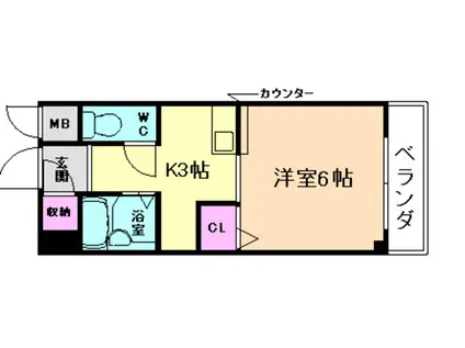 ルミエール21(1K/2階)の間取り写真