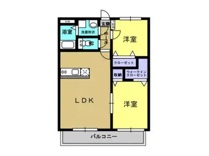 ルガージュII(2LDK/1階)の間取り写真