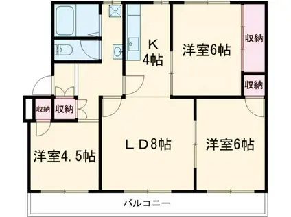 ヴィラナリー加東III 2号棟(3LDK/4階)の間取り写真