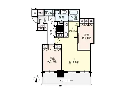 ザ・札幌タワーズ イーストタワー(2LDK/16階)の間取り写真