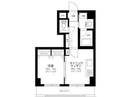 クレッセント中目黒(1DK/7階)の間取り写真