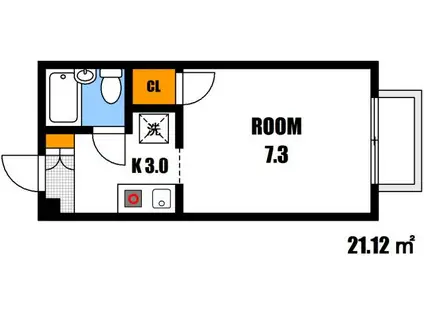 フォブール鍵村B棟(1K/1階)の間取り写真