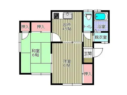 コーポ山田B(2K/1階)の間取り写真