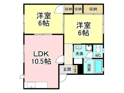 ベルク・ミッテ(2LDK/2階)の間取り写真