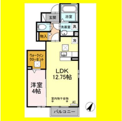 ロードサイド葵 B(1LDK/2階)の間取り写真