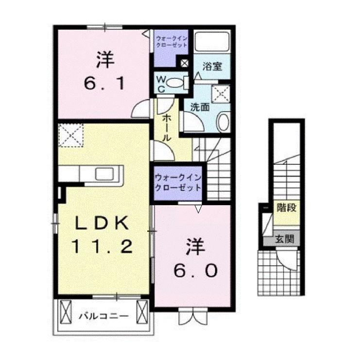 グランディール(2LDK/2階)の間取り写真