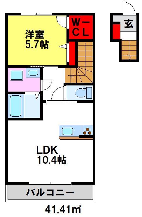 プルメリア(1LDK/2階)の間取り写真